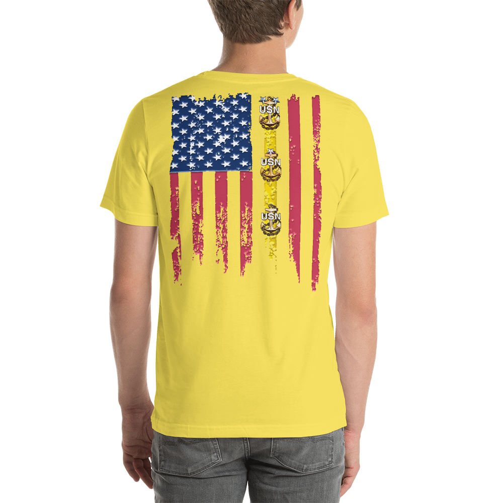 Navy Chief T-Shirt | Anchored American Flag | Pitch and Rudder