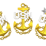 Navy Chief Anchor set, Navy Chief Anchor, Chief Anchor, Tri-anchor, Pitch and Rudder anchor,