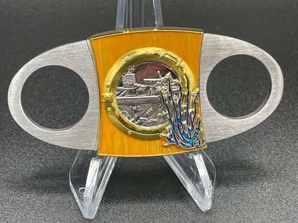 Navy Chief Custom Cigar Cutter / Navy Chief Cigar Cutter Front Ship With Coral