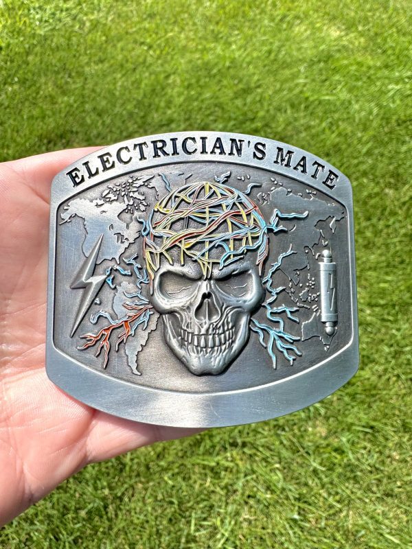 EM Custom Belt Buckle | Navy Custom Electrician's Mate Belt Buckle - Image 2